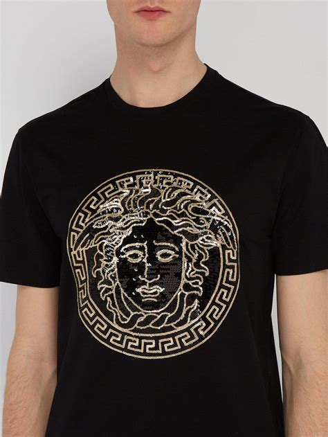 versace black logo t-shirt|Versace t shirt medusa head.